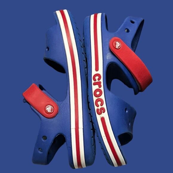 Little Kids Unisex Crocs Royal Blue BayBand Crocband Ii Sandals Size J 2 - Picture 6 of 9